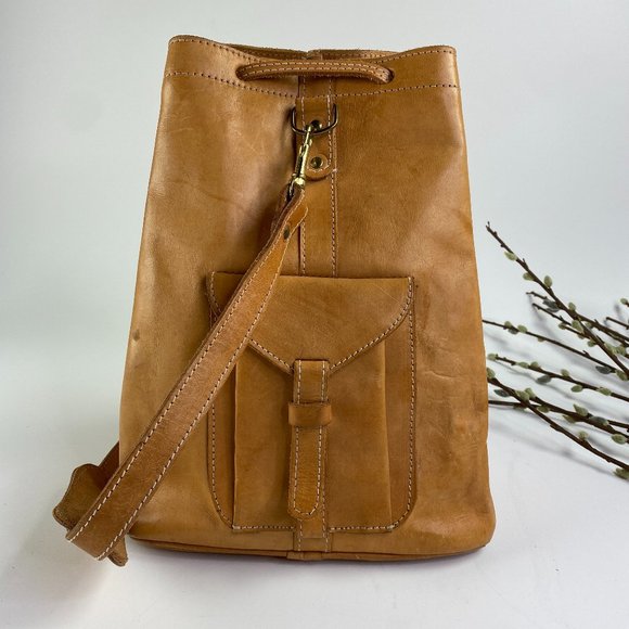Handbags - Vintage Leather Back Pack & Shoulder Drawstring EC